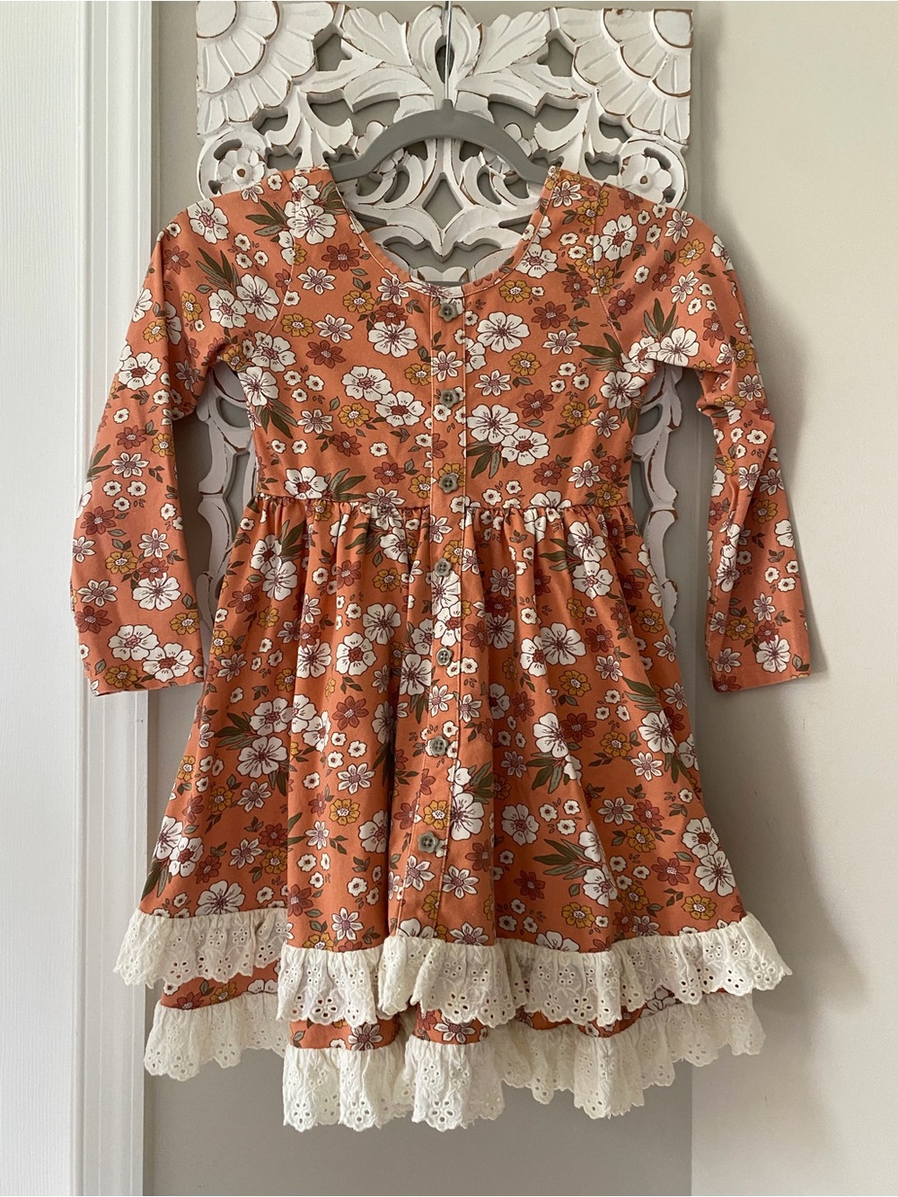 Matilda Jane Girls sz 8 Fall Autumn Floral Cottagecore Boho Eyelet Drexx